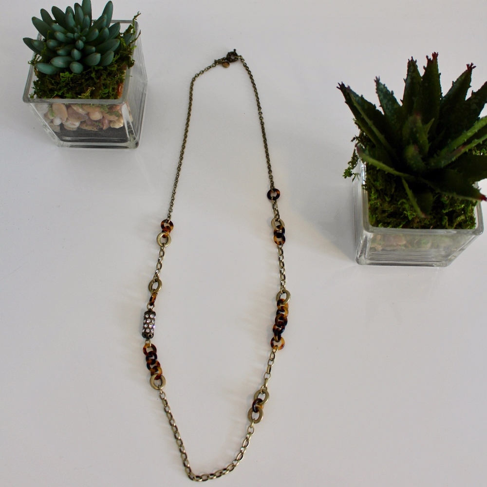 J. Crew Tortiseshelle Crystal Necklace